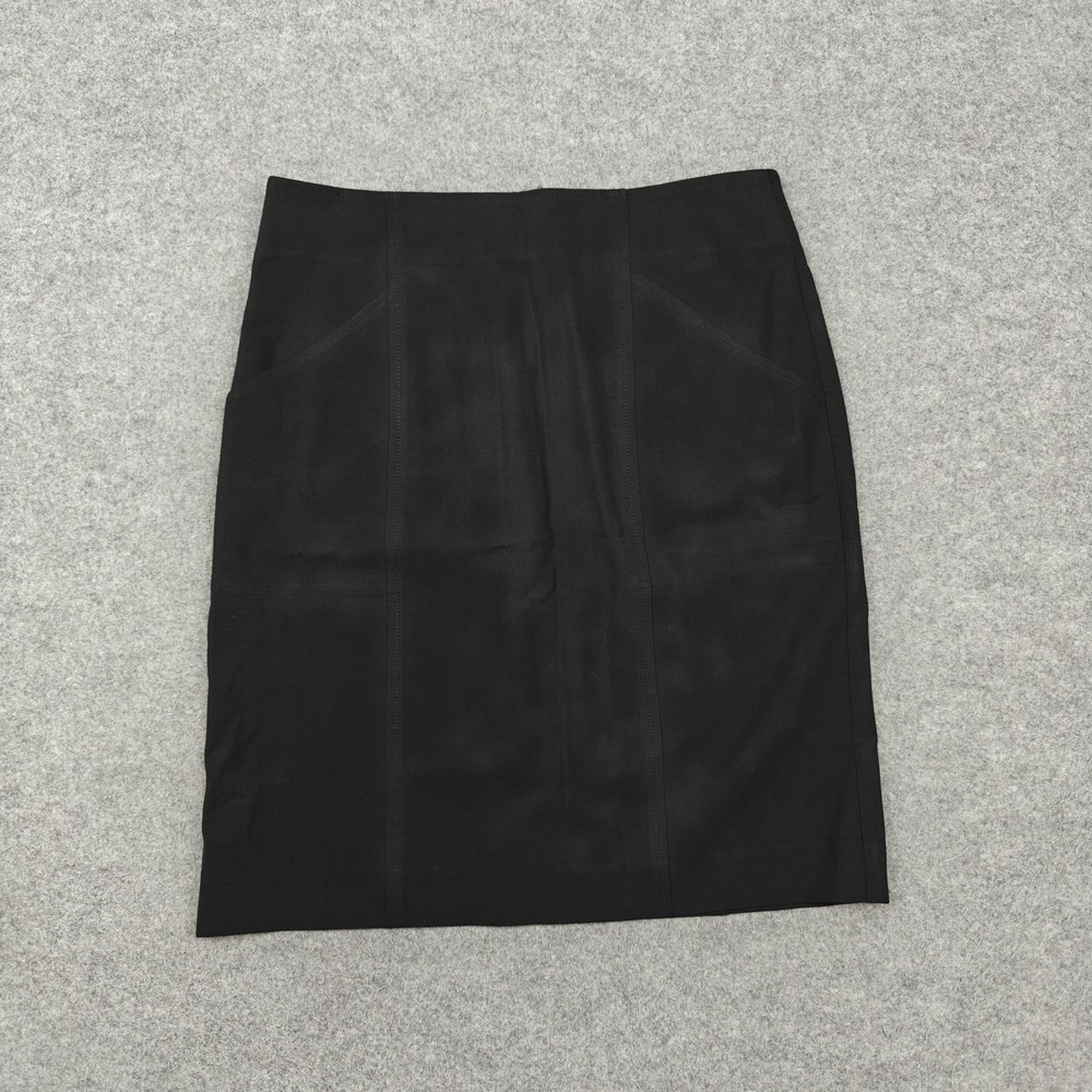 Theory Skirt Womens 0 Black Wool Twill Nuria Tailor Pencil Lined Pockets Work
